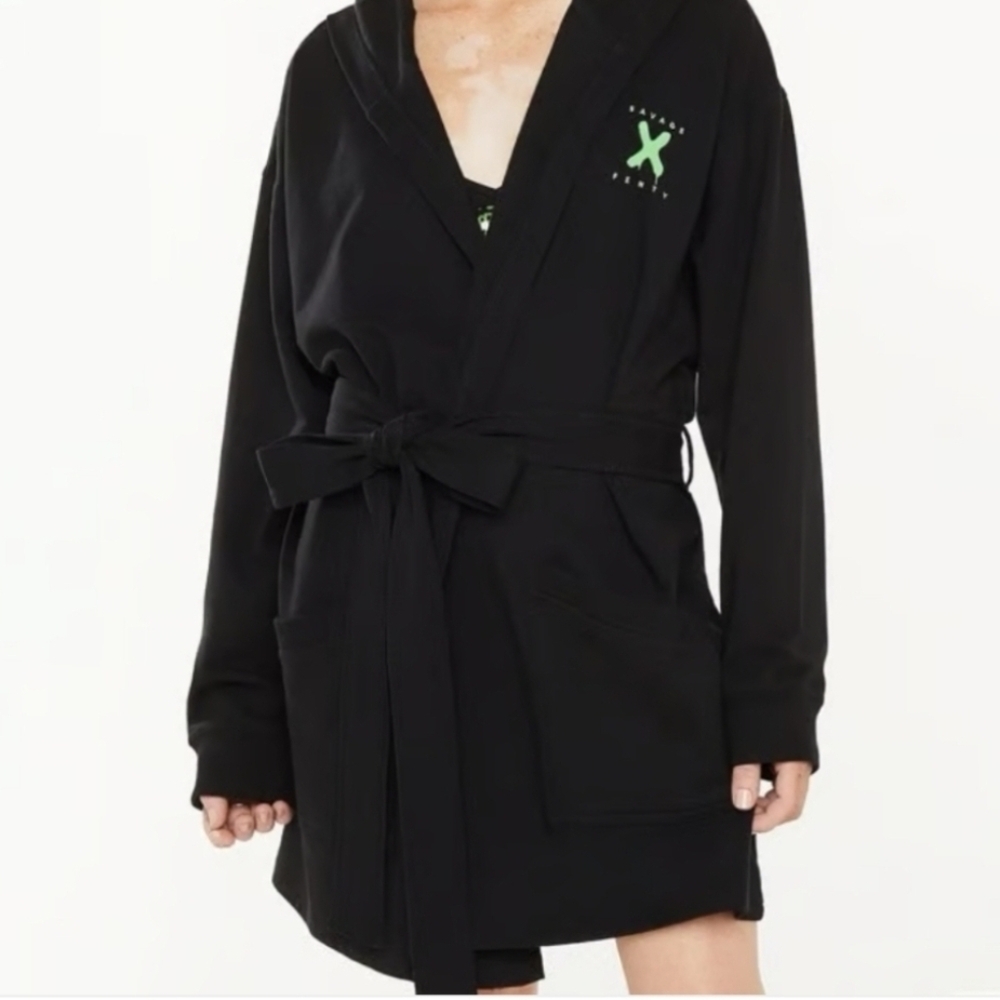 Savage X Fenty Black Robe with Green Details